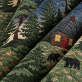 Moonlit Bear Cabin Forest Quilted 3-Piece Bedding Set