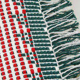 Red Green Striped Fringed Pillow Cover
