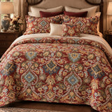 Vintage Floral Boho Quilted 3-Piece Bedding Set
