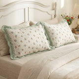 Ditsy Floral Scalloped Cotton Throw Pillow Cover