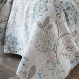 Light Blue Hydrangea Floral Print Quilted 3‑Piece Bedding Set
