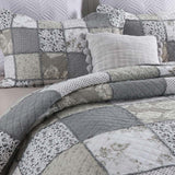 Rose Patchwork Quilted 3-Piece Bedding Set