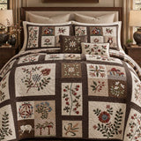 Vintage Country Fruit Floral Patchwork Quilted 3-Piece Bedding Set