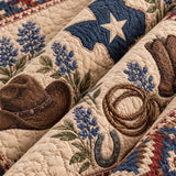 Texas Cowboy Star Southwestern Quilted 3-Piece Bedding Set