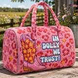 Pink Western Cowgirl Boot Quilted Duffle Bag