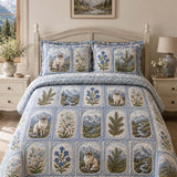 H.PAI Alpine Mountain Cat Quilted 3-Piece Bedding Set