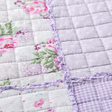 Lavender Rose Patchwork Quilted 3-Piece Bedding Set