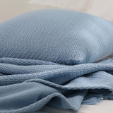 Textured Fringe Knitted Throw Blanket & Pillow Cover Set
