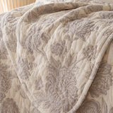 Vintage Grey Peony Floral 100% Cotton Gauze Soft Puff Blanket