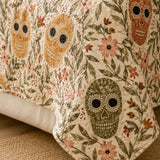Sugar Skull Botanical Quilted 3-Piece Bedding Set