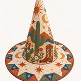 Desert Cactus Western Celestial Handcrafted Quilted Witch Hat