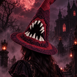 Fanged Monster Gothic Handcrafted Quilted Witch Hat