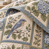 Bluebird Hydrangea Garden Quilted 3-Piece Bedding Set