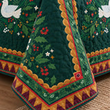 Folk Art Angel Christmas Tree Quilted 3-Piece Bedding Set