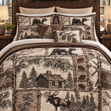 Rustic Bear & Moose Cabin Quilted 3-Piece Bedding Set