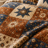 H.PAI Vintage Patchwork Star Quilted 3-Piece Bedding Set – Heritage Farmhouse Quilted Bedding with Matching Pillow Shams