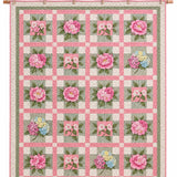 Pink Rose & Hydrangea Garden Quilted 3-Piece Bedding Set