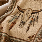 Longhorn Skull Western Quilted Blanket