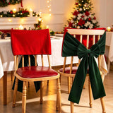 Christmas Velvet Chair Bow Sash, 29×19 inch Green Chair Back Decor