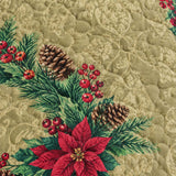 Poinsettia Christmas Wreath Quilted 3-Piece Bedding Set