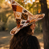 H.PAI Vintage Patchwork Halloween Handcrafted Quilted Witch Hat