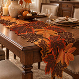 Autumn Maple Oak Leaf Cutout Fall Table Runner