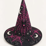 Midnight Spiderweb Moon Gothic Handcrafted Quilted Witch Hat