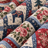 Swedish Dala Horse Floral Patchwork Quilted 3-Piece Bedding Set