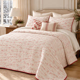 Vintage Christmas Jolly Script Quilted 3-Piece Bedding Set