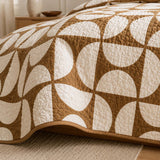 H.PAI Modern Geometric Lines Quilted 3-Piece Bedding Set