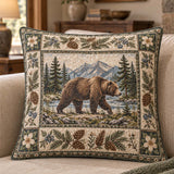 Woodland Bear Forest Quilted Pillow Cover