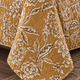 Mustard Botanical Floral Quilted 3-Piece Bedding Set