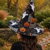 H.PAI Spooky Ghost Halloween Handcrafted Quilted Witch Hat