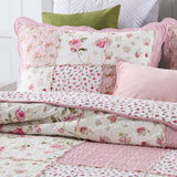 Rose Cottage Patchwork Quilted 3-Piece Bedding Set