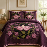 Pink Moth Gothic Garden Quilted 3-Piece Bedding Set