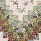 Sage Floral Patchwork Embroidered 100% Cotton Quilted 3-Piece Bedding Set