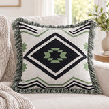 Southwestern Fringe Geometric Knitted Pillow Cover
