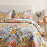 Golden Bloom Garden Quilted 3-Piece Bedding Set