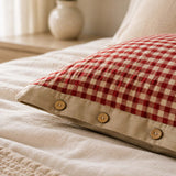 Red Gingham Plaid 100% Cotton Quilted Pillow Sham Set of 2