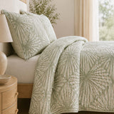 H.PAI Botanical Leaf Serenity Quilted 3-Piece Bedding Set