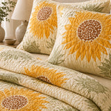H.PAI Sunflower Meadow Quilted 3-Piece Bedding Set