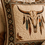 Longhorn Skull Western Quilted Pillow Case