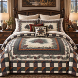 Pinecone Forest Patchwork Quilted 3-Piece Bedding Set