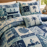 H.PAI Tropical Sea Turtle Patchwork Coastal Quilted 3-Piece Bedding Set