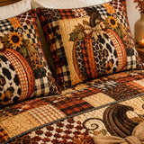 H.PAI Patchwork Pumpkin 3‑Piece Quilted Bedding Set