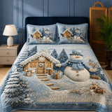 Silent Snow Eve 3‑Piece Quilted Bedding Set