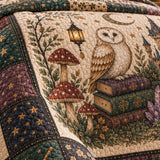 Woodland Owl Mushroom Crystal Castle Quilted 3‑Piece Bedding Set