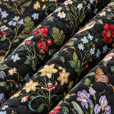 Midnight Butterfly Wildflower Garden Quilted 3-Piece Bedding Set