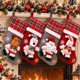 Festive Christmas Character Plaid Stockings