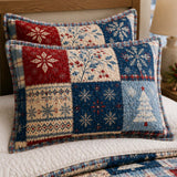 Snowflake Christmas Patchwork Quilted 3-Piece Bedding Set